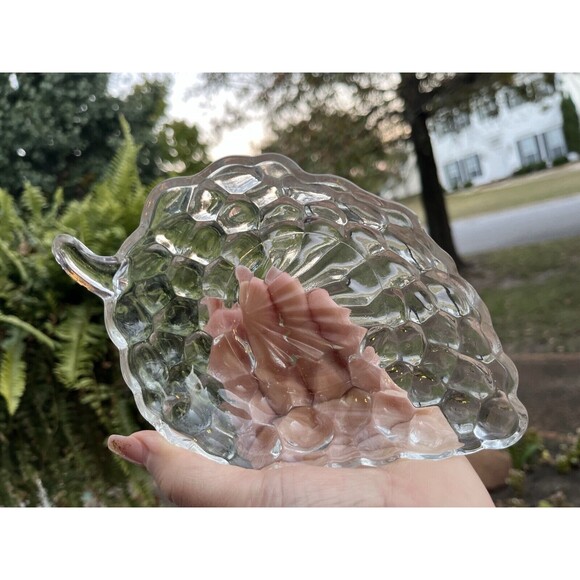 2 Vintage Grape Cluster Clear Glass Candy Nut Bowls Dishes - Picture 4 of 7